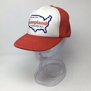 Vtg Campland RV Sales Advertising Snapback Hat Cap Trucker N. Collins NY Travel